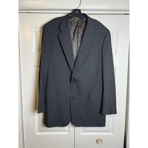 Brooks Brothers Brooksease Blazer 46 3 Buttons Black  Stripes 100% Wool